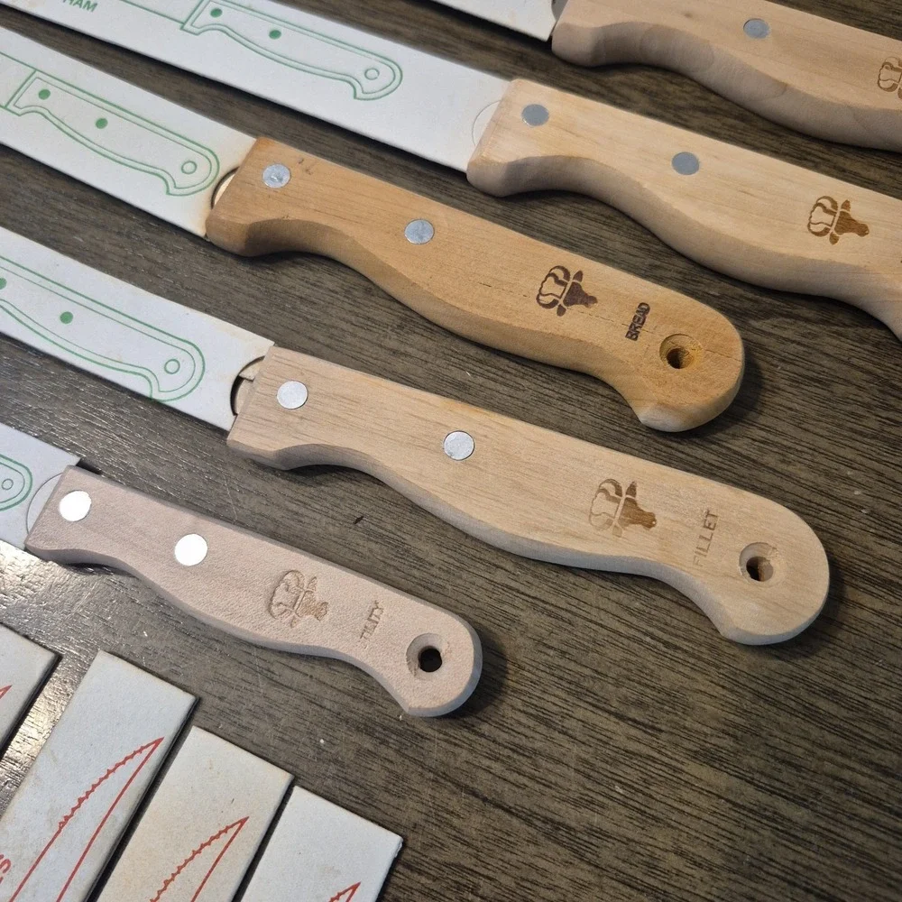 13 Chefs Collection Stainless‎ Steel Kitchen Knife Cutlery Set Wood Handles